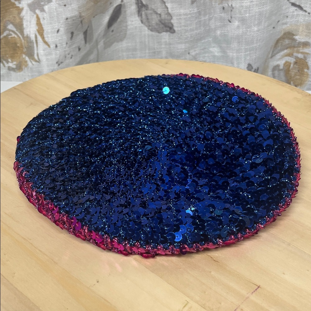 Vintage Blue and Pink Sequin Beret